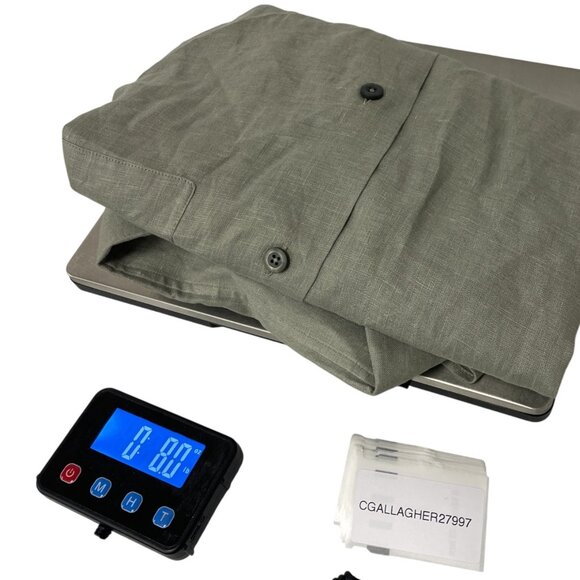 Massimo Dutti Studio Mens Dress Shirt Linen XL Green Gray 8411/840 NWT - Picture 14 of 14